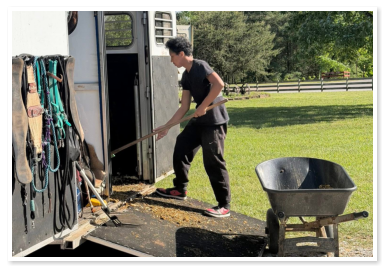a trailer being ckeaned out
